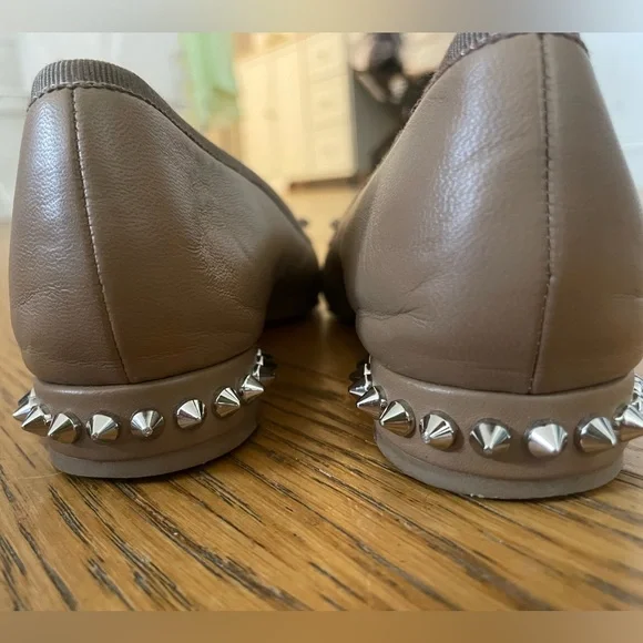 Christian Louboutin Tan Studded Flats